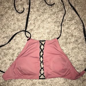 Pink halter bathing suit